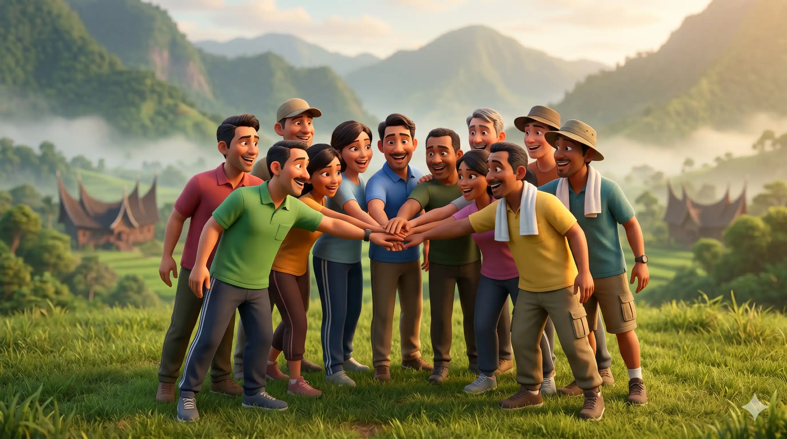 Outdoor team huddle